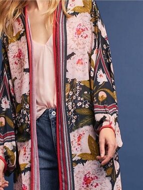Anthropologie BL-nk London Floral Peony Kimono Duster One Size Boho Viscose